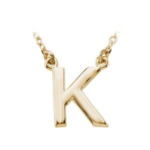 14K Yellow Gold, Kendall Collection, Block Initial K Necklace, 16 Inch